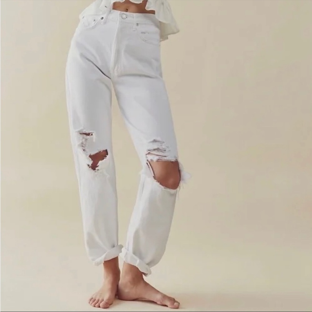 AGOLDE 90s Mid- high rise (13”) Loose Fit Jeans in WHITE VANISH spring vacation - Picture 8 of 15